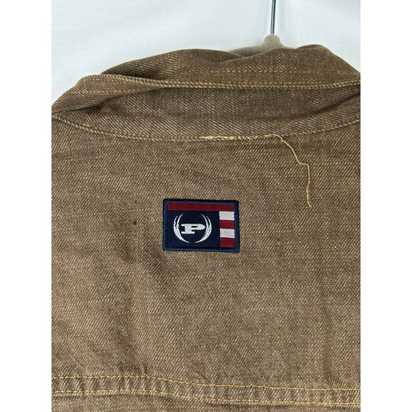 Phat Farm Mens Denim Jean Jacket XXXL Button Up Front Coat Brown VTG - Picture 15 of 16